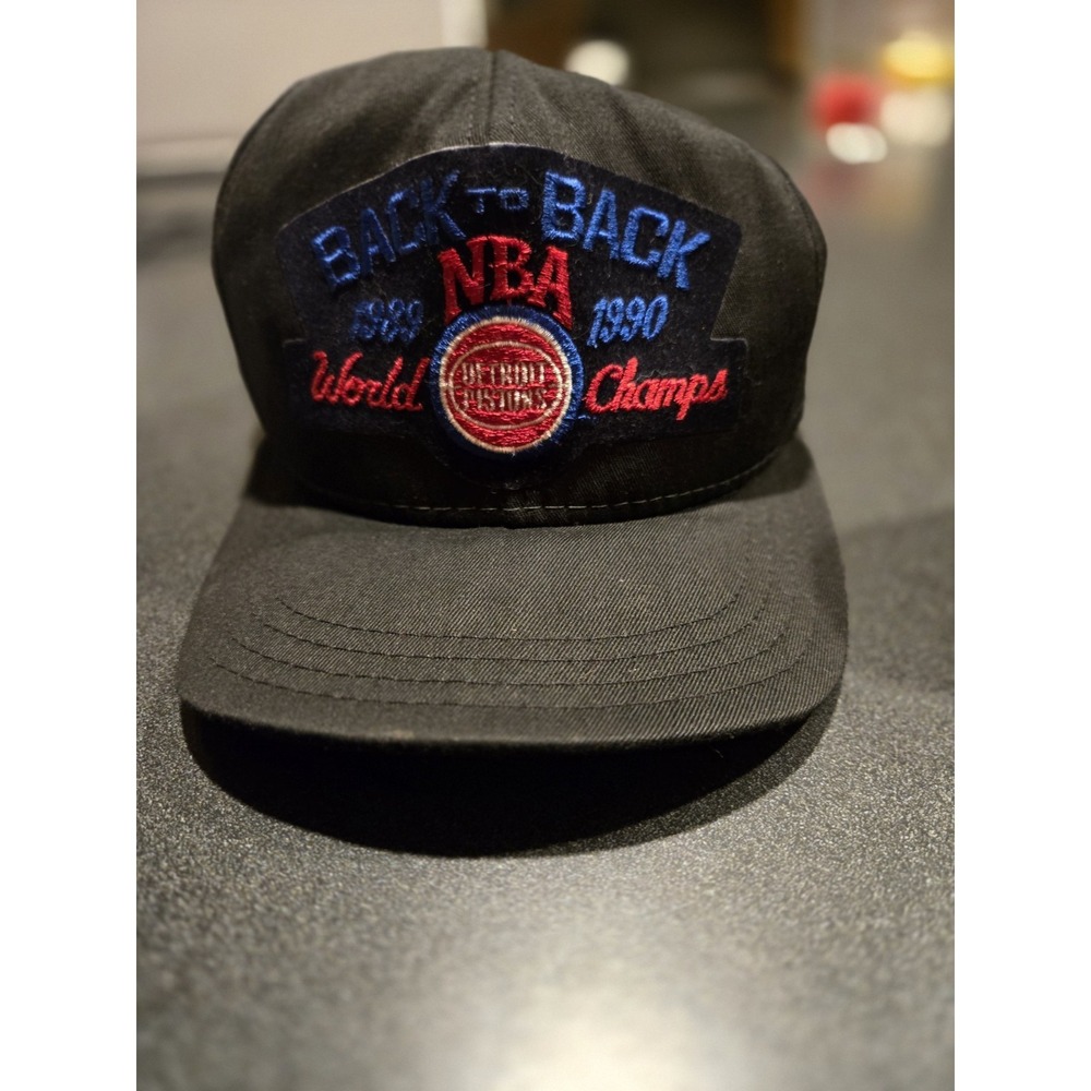 Vintage Detroit Pistons Back To Back 1989 1990 NBA Champs Snapback Hat AJD...